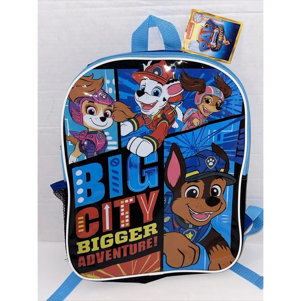 Paw Patrol The Movie Backpack Big City Bigger Adventure Blue Kids School Bag NWT